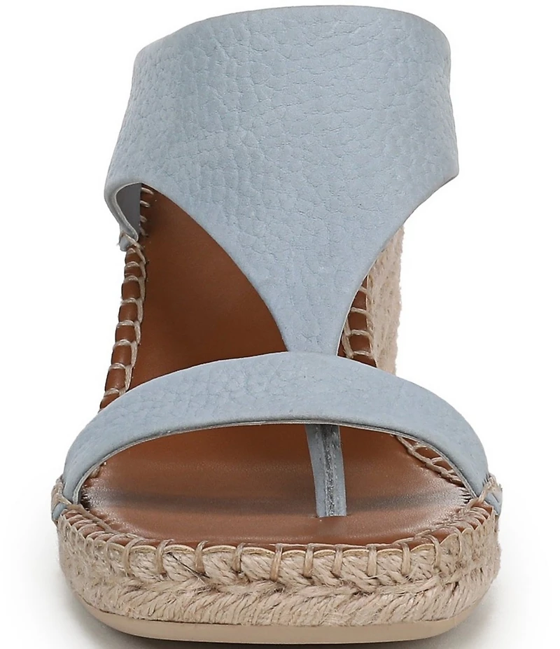 Franco Sarto Farren Leather Square Toe Platform Espadrille Wedge Sandals