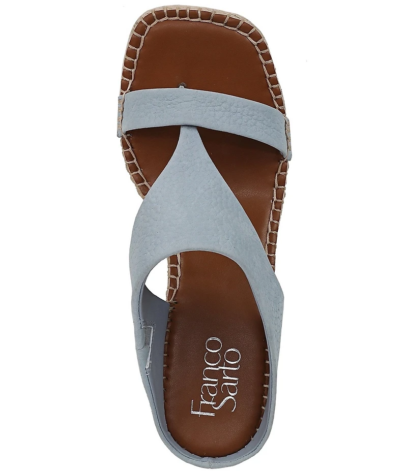 Franco Sarto Farren Leather Square Toe Platform Espadrille Wedge Sandals