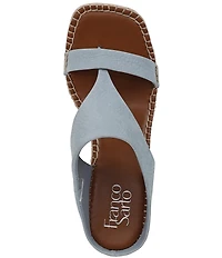 Franco Sarto Farren Leather Square Toe Platform Espadrille Wedge Sandals