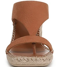 Franco Sarto Farren Leather Square Toe Platform Espadrille Wedge Sandals
