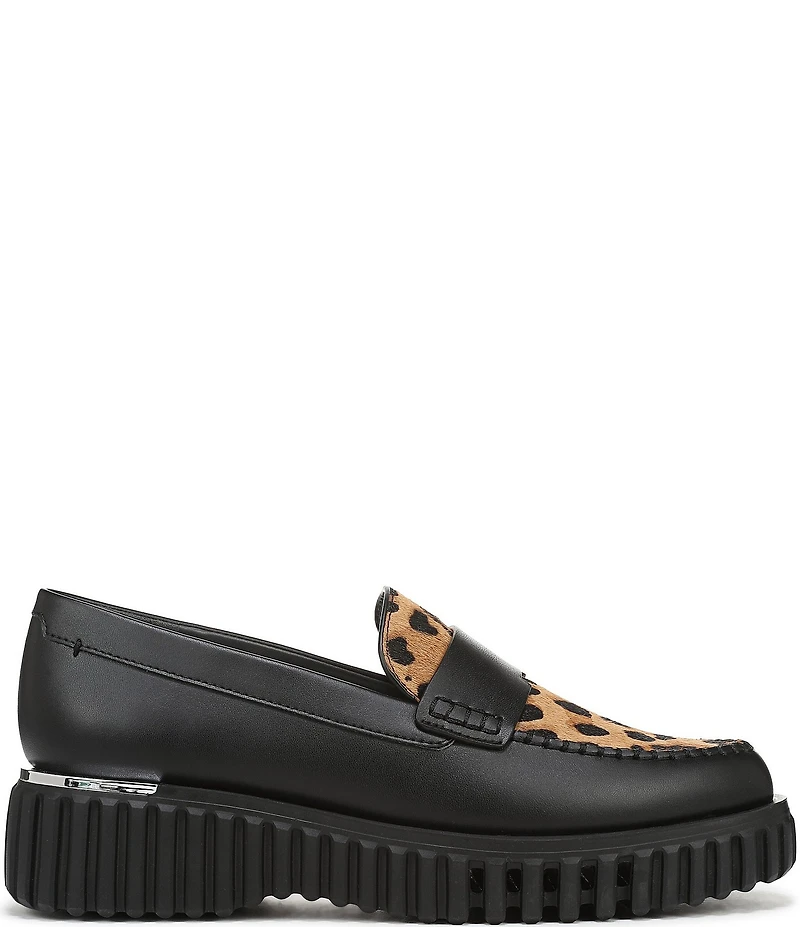 Franco Sarto Flex Roma 2 Leather Leopard Print Calf Hair Loafers