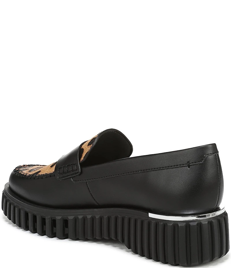 Franco Sarto Flex Roma 2 Leather Leopard Print Calf Hair Loafers