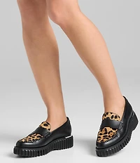 Franco Sarto Flex Roma 2 Leather Leopard Print Calf Hair Loafers