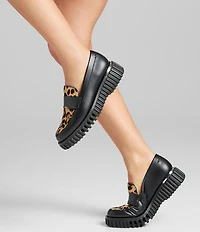 Franco Sarto Flex Roma 2 Leather Leopard Print Calf Hair Loafers