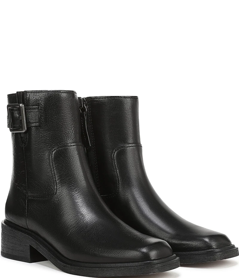 Franco Sarto Gillian Leather Buckle Hardware Booties