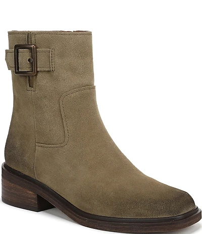 Franco Sarto Gillian Suede Buckle Hardware Booties