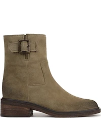 Franco Sarto Gillian Suede Buckle Hardware Booties