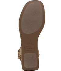 Franco Sarto Hava Leather and Woven Raffia Ankle Strap Platform Wedge Sandals