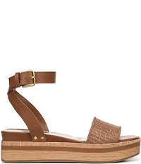 Franco Sarto Hava Leather and Woven Raffia Ankle Strap Platform Wedge Sandals