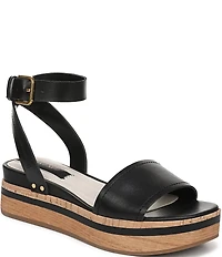 Franco Sarto Hava Leather Ankle Wrap Platform Wedge Sandals
