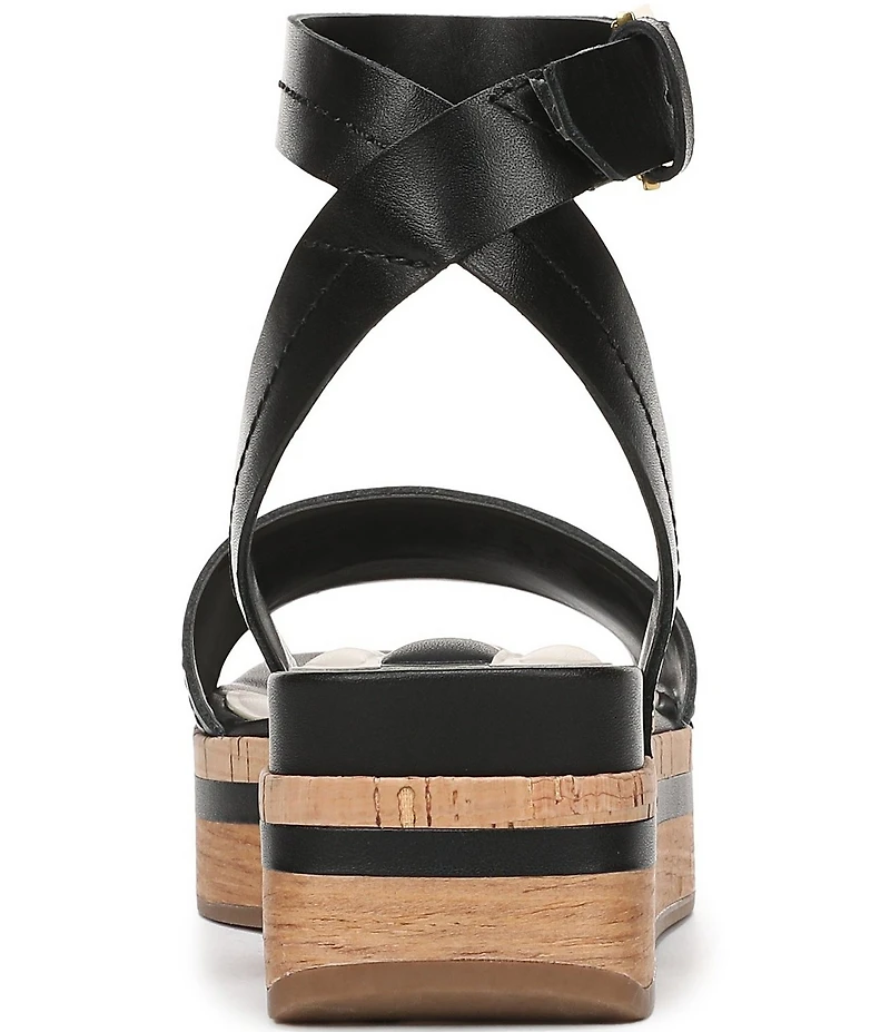 Franco Sarto Hava Leather Ankle Wrap Platform Wedge Sandals