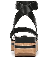 Franco Sarto Hava Leather Ankle Wrap Platform Wedge Sandals