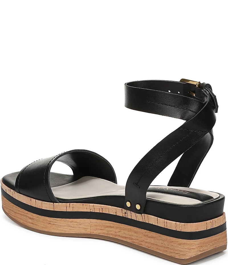 Franco Sarto Hava Leather Ankle Wrap Platform Wedge Sandals
