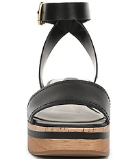 Franco Sarto Hava Leather Ankle Wrap Platform Wedge Sandals