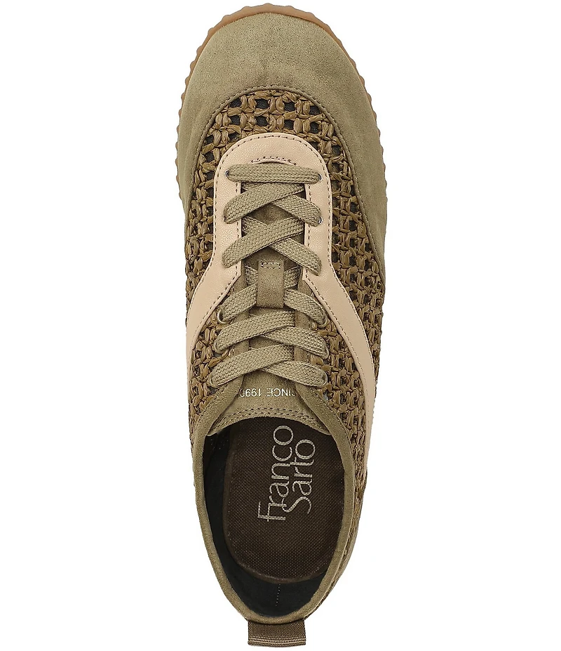 Franco Sarto Hollis 2 Woven Raffia Lace Up Sneakers