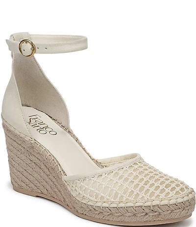 Franco Sarto Idalia Raffia Ankle Wrap Wedge Espadrille Sandals
