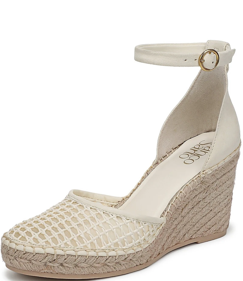 Franco Sarto Idalia Raffia Ankle Wrap Wedge Espadrille Sandals