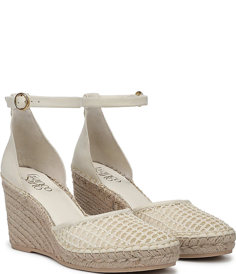 Franco Sarto Idalia Raffia Ankle Wrap Wedge Espadrille Sandals