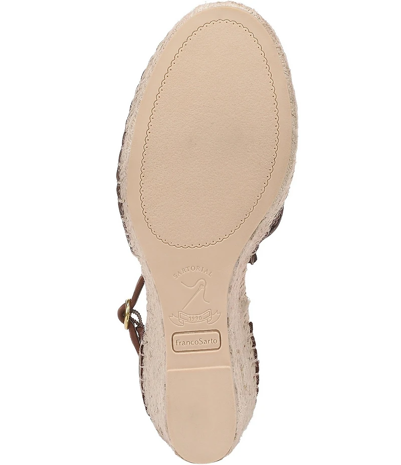 Franco Sarto Idalia Raffia Ankle Wrap Wedge Espadrille Sandals