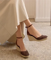 Franco Sarto Idalia Raffia Ankle Wrap Wedge Espadrille Sandals