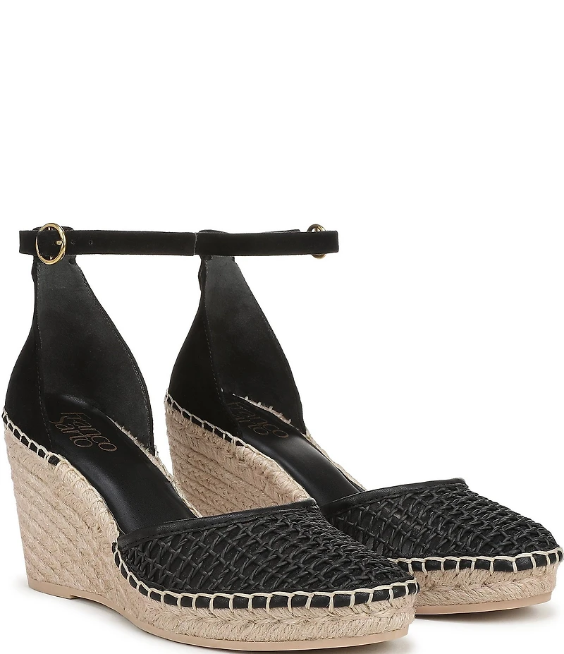 Franco Sarto Idalia Raffia Ankle Wrap Wedge Espadrille Sandals