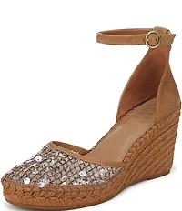 Franco Sarto Idalia Sequin Embellished Ankle Wrap Wedge Espadrille Sandals