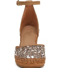 Franco Sarto Idalia Sequin Embellished Ankle Wrap Wedge Espadrille Sandals
