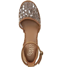 Franco Sarto Idalia Sequin Embellished Ankle Wrap Wedge Espadrille Sandals