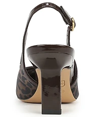 Franco Sarto Jurina Leopard Print Mesh Slingback Pointed Patent Cap Toe Pumps