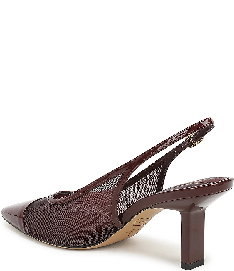 Franco Sarto Jurina Mesh Slingback Pointed Patent Cap Toe Pumps