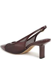 Franco Sarto Jurina Mesh Slingback Pointed Patent Cap Toe Pumps
