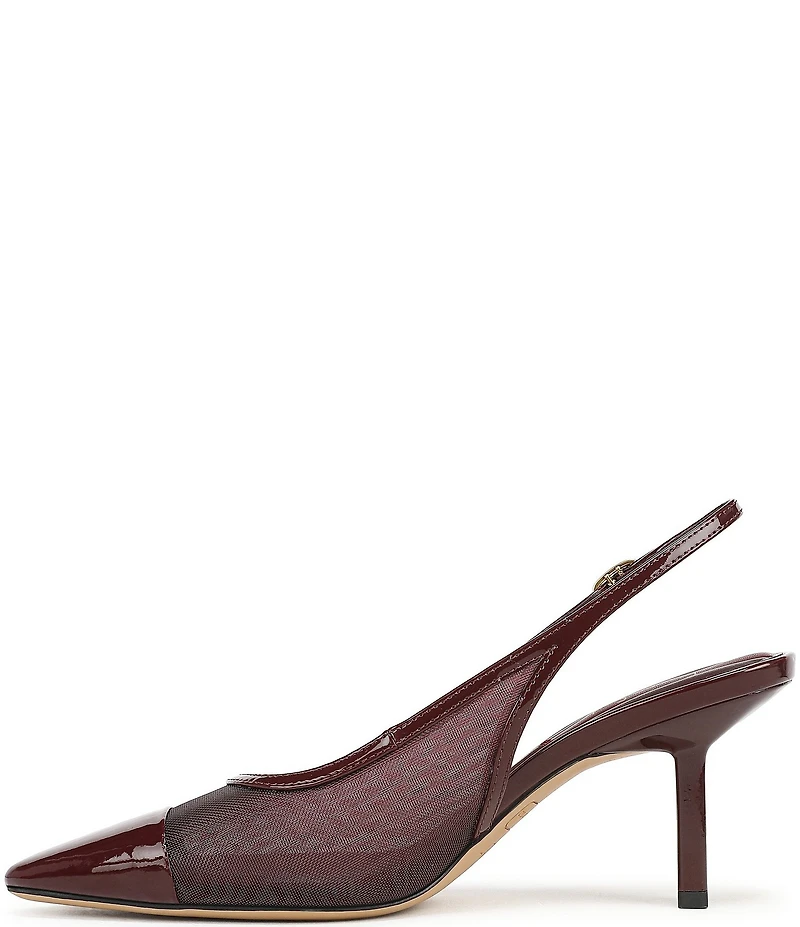 Franco Sarto Jurina Mesh Slingback Pointed Patent Cap Toe Pumps