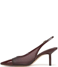 Franco Sarto Jurina Mesh Slingback Pointed Patent Cap Toe Pumps