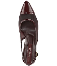Franco Sarto Jurina Mesh Slingback Pointed Patent Cap Toe Pumps