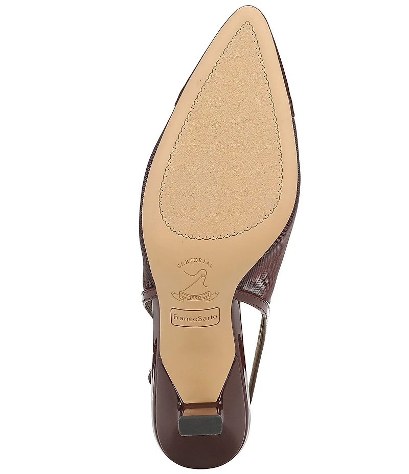 Franco Sarto Jurina Mesh Slingback Pointed Patent Cap Toe Pumps