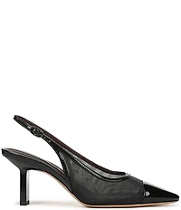 Franco Sarto Jurina Mesh Slingback Pointed Patent Cap Toe Pumps