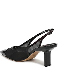 Franco Sarto Jurina Mesh Slingback Pointed Patent Cap Toe Pumps