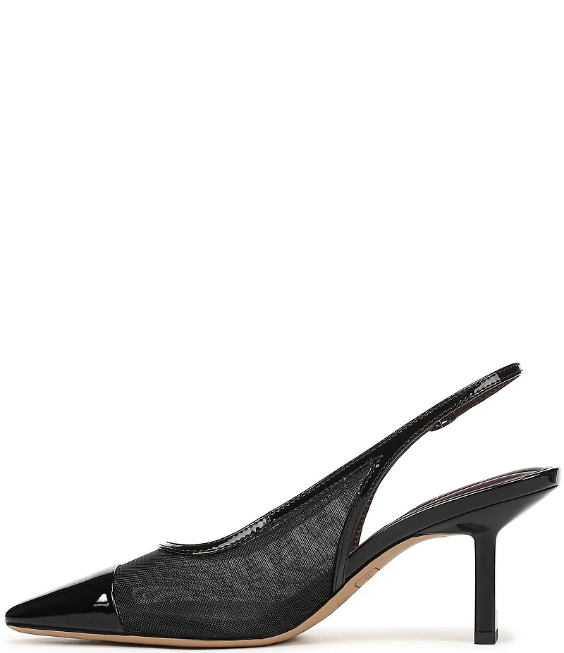 Franco Sarto Jurina Mesh Slingback Pointed Patent Cap Toe Pumps
