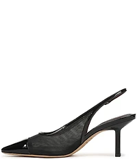 Franco Sarto Jurina Mesh Slingback Pointed Patent Cap Toe Pumps