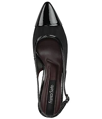 Franco Sarto Jurina Mesh Slingback Pointed Patent Cap Toe Pumps