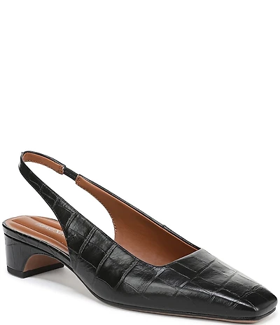 Franco Sarto Lyanna Croco Embossed Leather Slingback Pumps