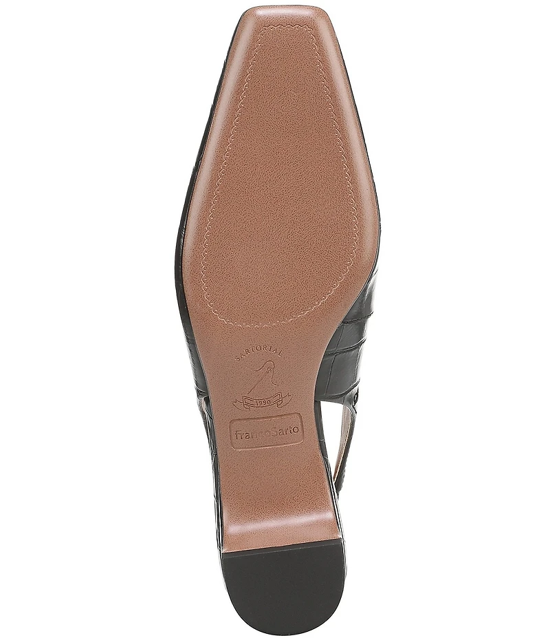 Franco Sarto Lyanna Croco Embossed Leather Slingback Pumps