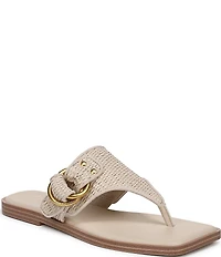Franco Sarto Mavie 2 Raffia Square Toe Thong Flat Sandals