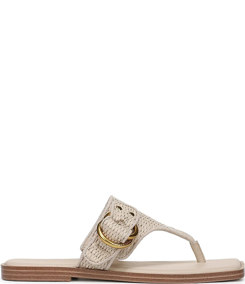Franco Sarto Mavie 2 Raffia Square Toe Thong Flat Sandals
