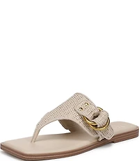 Franco Sarto Mavie 2 Raffia Square Toe Thong Flat Sandals