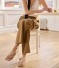 Franco Sarto Mavie 2 Raffia Square Toe Thong Flat Sandals