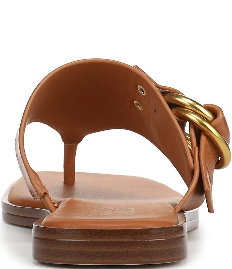 Franco Sarto Mavie Leather Square Toe Thong Flat Sandals