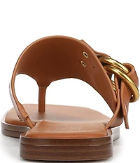 Franco Sarto Mavie Leather Square Toe Thong Flat Sandals