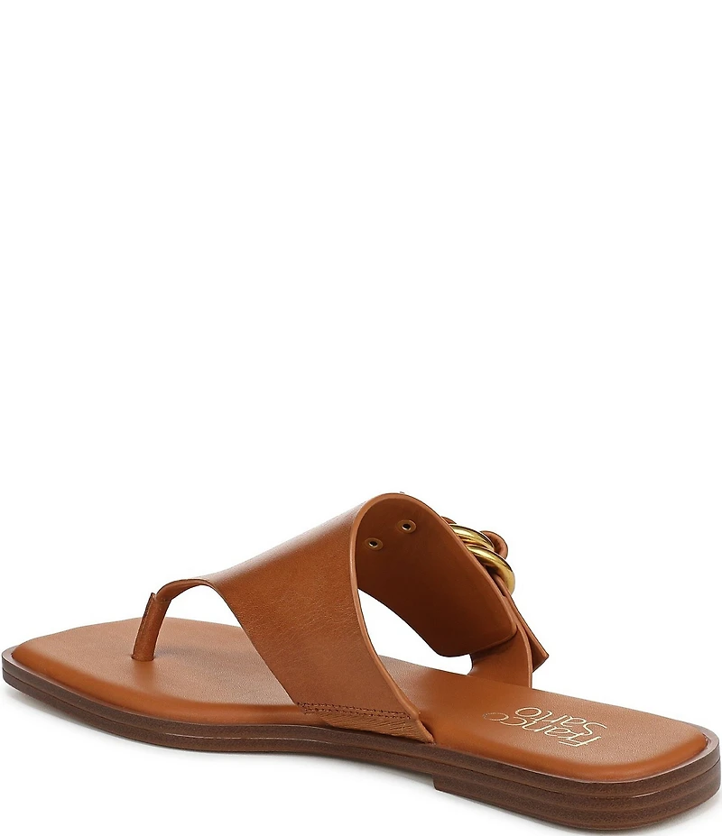 Franco Sarto Mavie Leather Square Toe Thong Flat Sandals