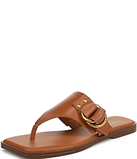 Franco Sarto Mavie Leather Square Toe Thong Flat Sandals